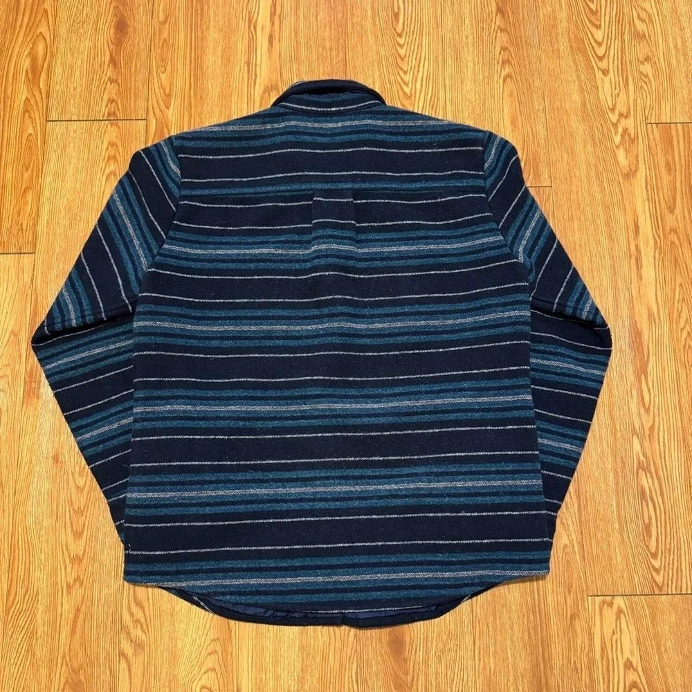 Marine Layer Men's Striped Shacket Blue Button Heavy Cotton Size Large